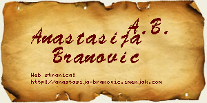 Anastasija Branović vizit kartica